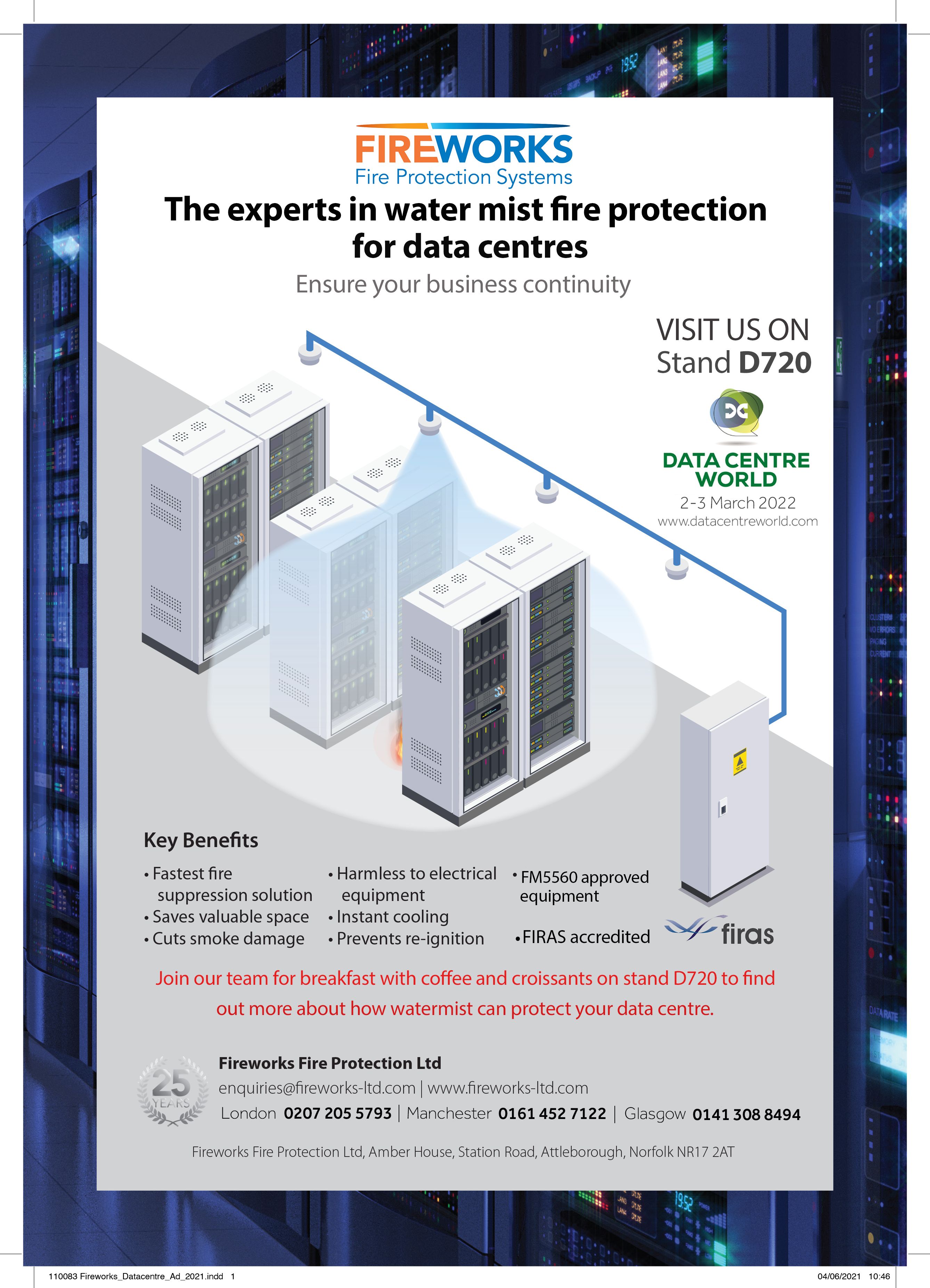 5 Good reasons for protecting your Data Centre with Water Mist